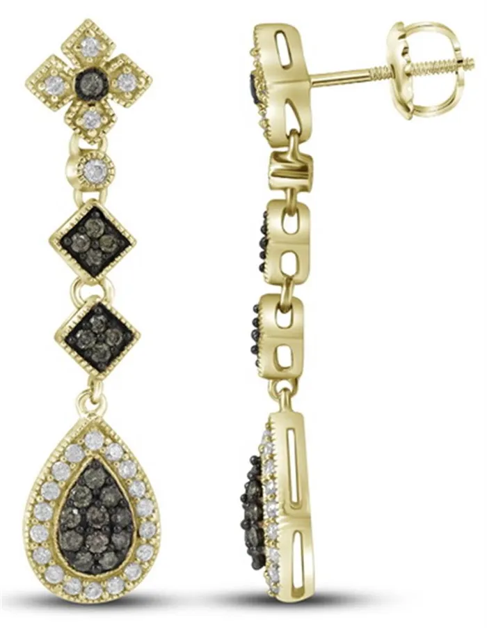 gndatlanta Earrings 14k Yellow Gold Brown Diamond Dangle Fashion Earrings 58 Cttw gndatlanta Earrings 14k Yellow Gold Brown Diamond Dangle Fashion Earrings 58 Cttw