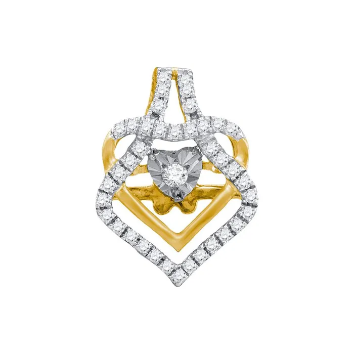 gndatlanta Necklaces 10k Yellow Gold Round Diamond Heart Pendant 15 Cttw gndatlanta Necklaces 10k Yellow Gold Round Diamond Heart Pendant 15 Cttw