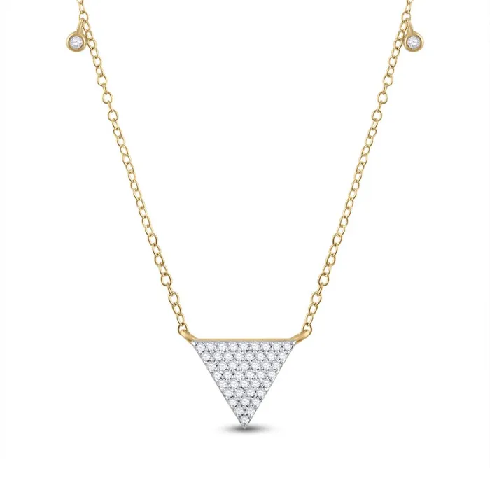 gndatlanta Necklaces 10k Yellow Gold Round Diamond Triangle Necklace 14 Cttw gndatlanta Necklaces 10k Yellow Gold Round Diamond Triangle Necklace 14 Cttw