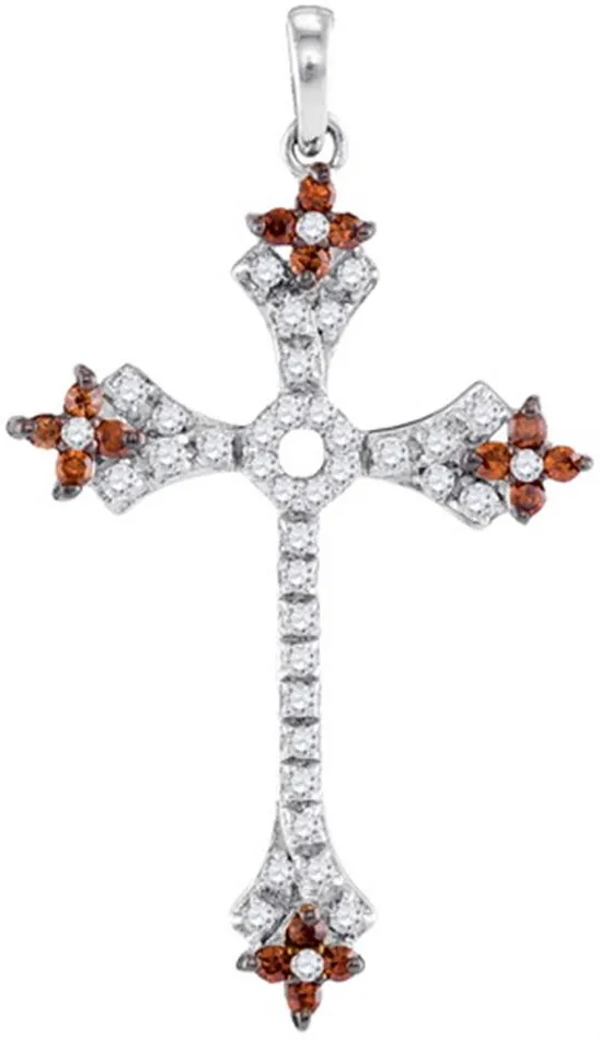 gndatlanta Necklaces 14k White Gold Round Brown Diamond Faith Cross Pendant 13 Cttw gndatlanta Necklaces 14k White Gold Round Brown Diamond Faith Cross Pendant 13 Cttw