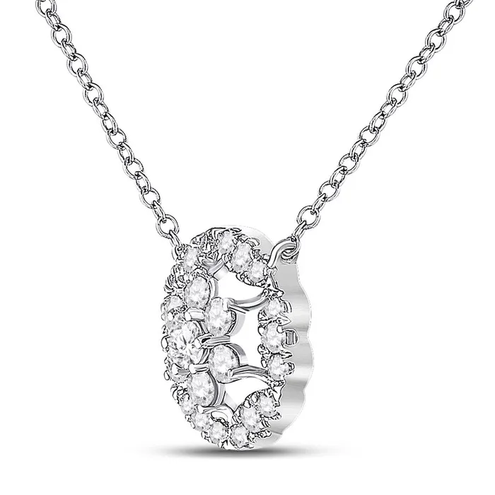 gndatlanta Necklaces 14k White Gold Round Diamond Floral Cluster Necklace 13 Cttw gndatlanta Necklaces 14k White Gold Round Diamond Floral Cluster Necklace 13 Cttw