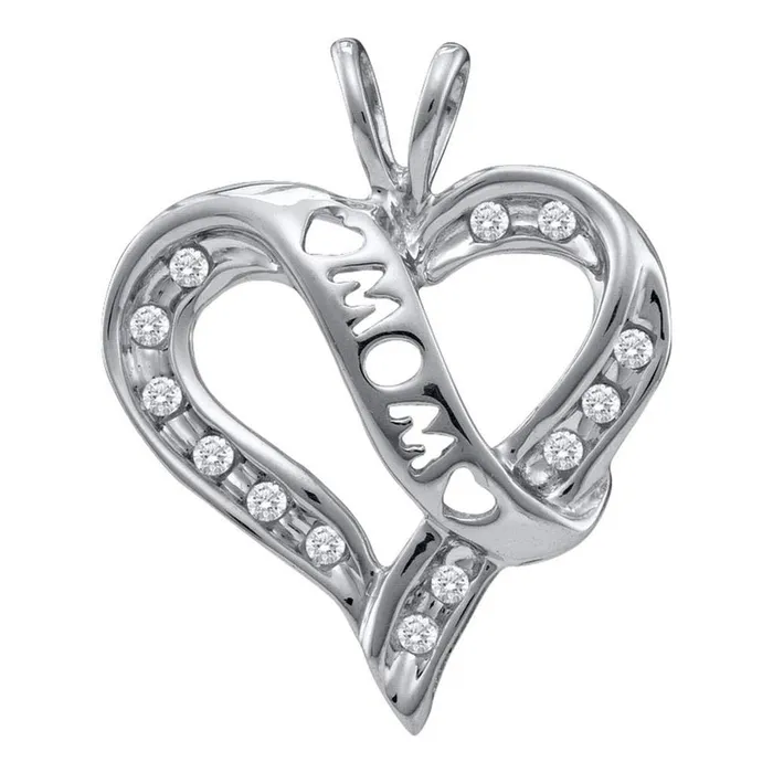 gndatlanta Necklaces 14k White Gold Round Diamond Mom Mothers Heart Frame Pendant 18 Cttw gndatlanta Necklaces 14k White Gold Round Diamond Mom Mothers Heart Frame Pendant 18 Cttw