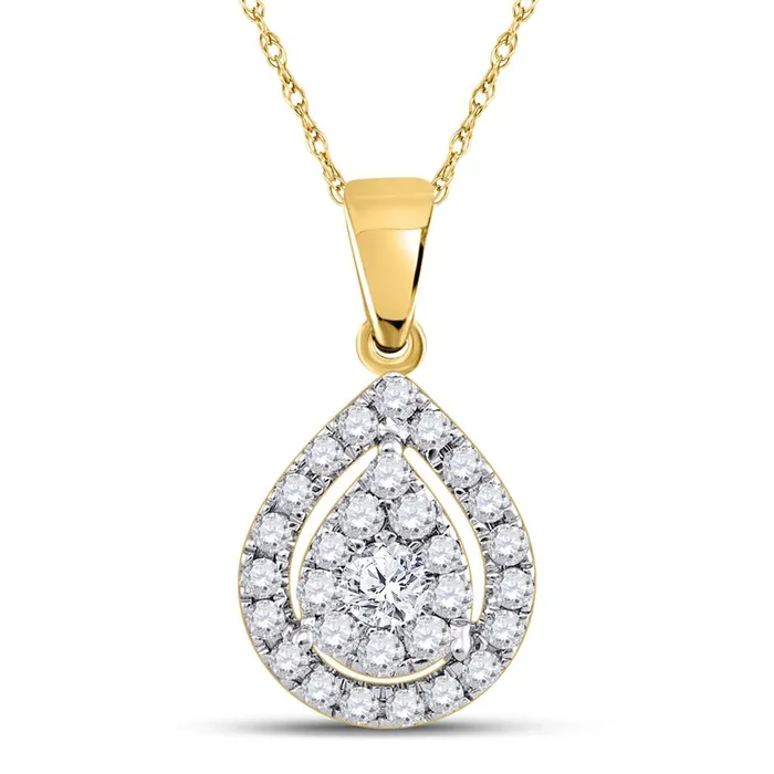 gndatlanta Necklaces 14k White Gold Round Diamond Teardrop Pendant 13 Cttw gndatlanta Necklaces 14k White Gold Round Diamond Teardrop Pendant 13 Cttw