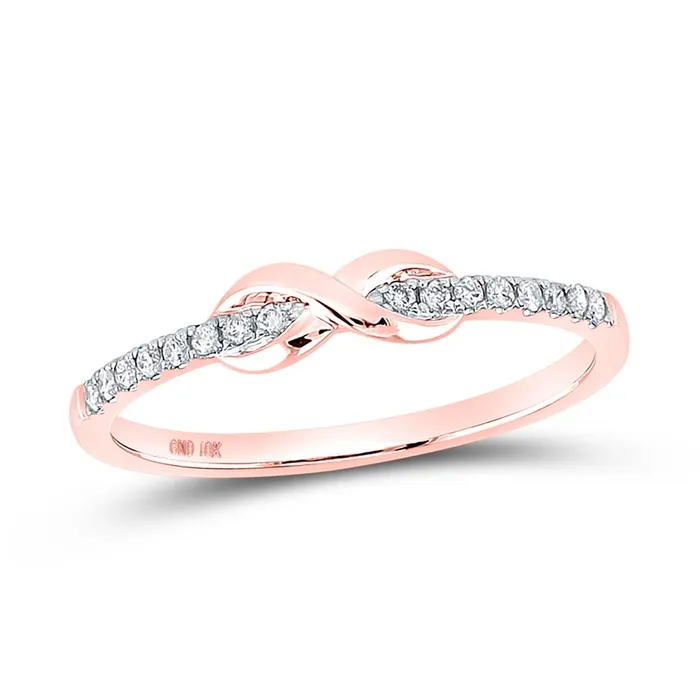 gndatlanta Rings 10k Rose Gold Round Diamond Infinity Knot Stackable Band Ring 110 Cttw gndatlanta Rings 10k Rose Gold Round Diamond Infinity Knot Stackable Band Ring 110 Cttw
