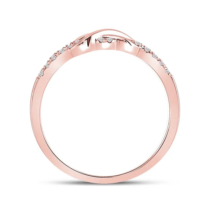 gndatlanta Rings 10k Rose Gold Round Diamond Infinity Knot Stackable Band Ring 110 Cttw