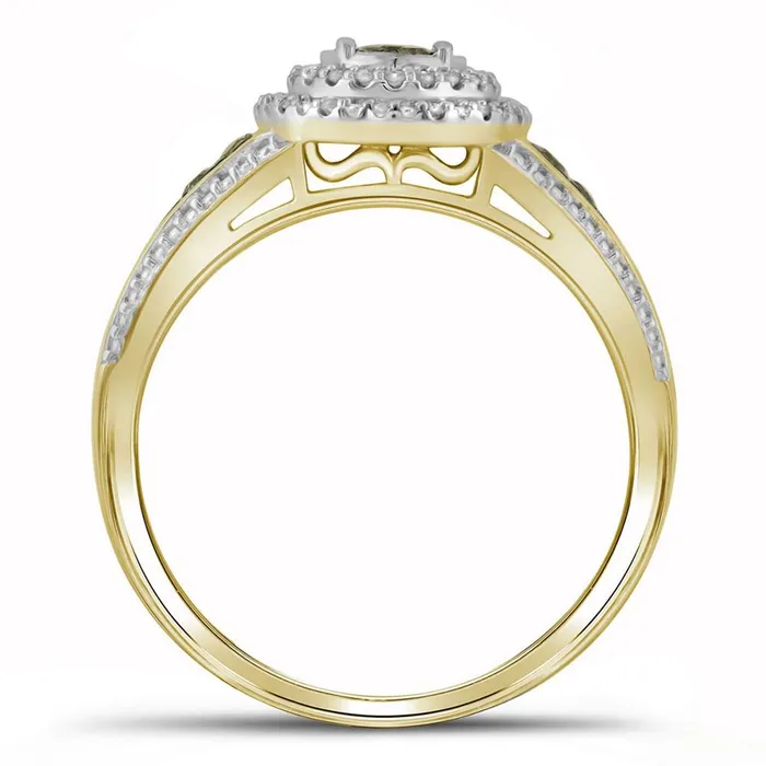 gndatlanta Rings 10k Yellow Gold Round Brown Diamond Cluster Ring 15 Cttw gndatlanta Rings 10k Yellow Gold Round Brown Diamond Cluster Ring 15 Cttw