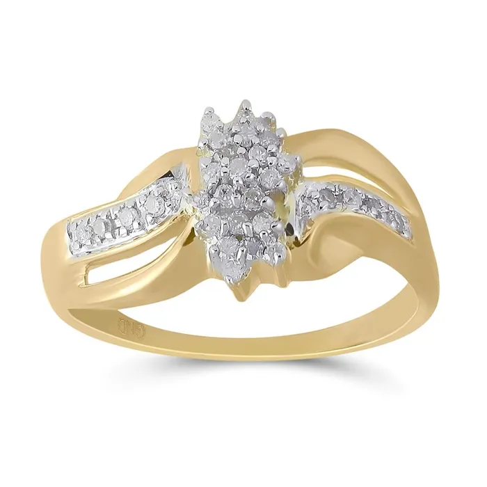 gndatlanta Rings 10k Yellow Gold Round Diamond Cluster Ring 15 Cttw