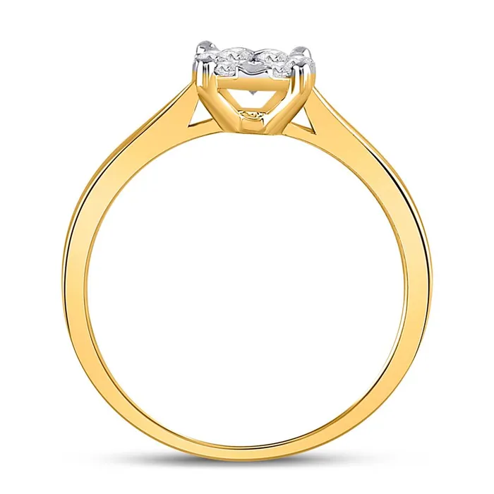 gndatlanta Rings 10k Yellow Gold Round Diamond Flower Cluster Ring 13 Cttw