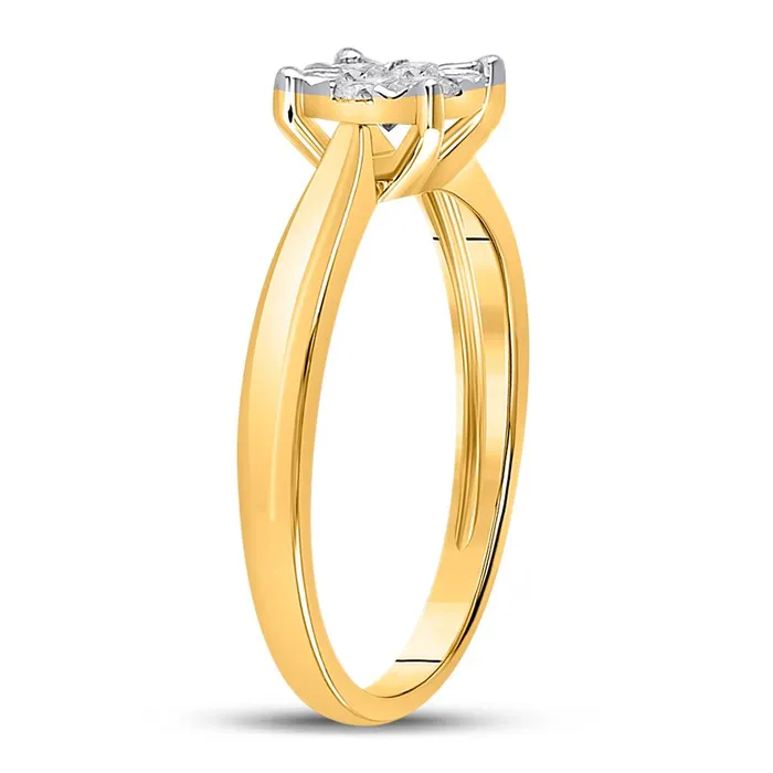 gndatlanta Rings 10k Yellow Gold Round Diamond Flower Cluster Ring 13 Cttw