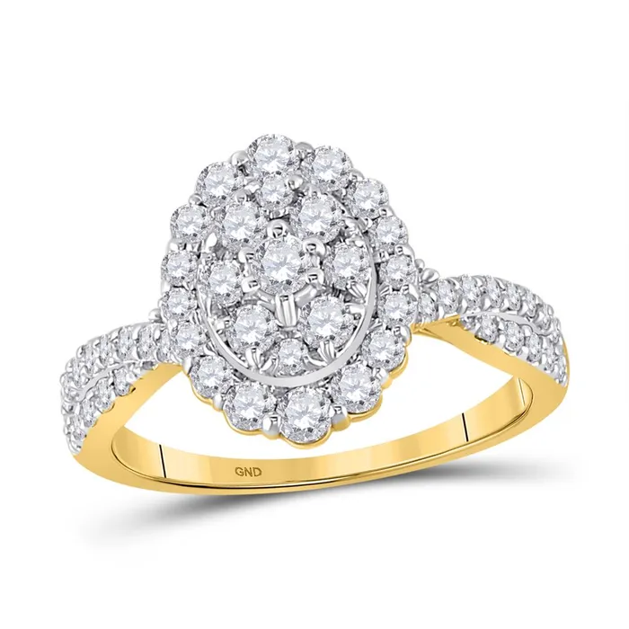 gndatlanta Rings 10k Yellow Gold Round Diamond Oval Cluster Ring 1 Cttw gndatlanta Rings 10k Yellow Gold Round Diamond Oval Cluster Ring 1 Cttw