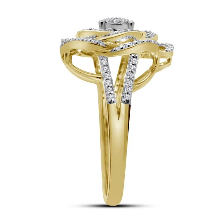 gndatlanta Rings 10k Yellow Gold Round Diamond Pinwheel Cluster Fashion Ring 13 Cttw gndatlanta Rings 10k Yellow Gold Round Diamond Pinwheel Cluster Fashion Ring 13 Cttw