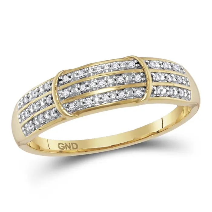 gndatlanta Rings 10k Yellow Gold Round Diamond Simple Striped Band Ring 110 Cttw gndatlanta Rings 10k Yellow Gold Round Diamond Simple Striped Band Ring 110 Cttw