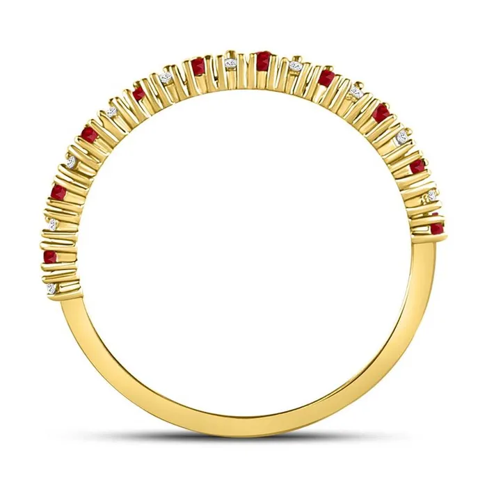gndatlanta Rings 10k Yellow Gold Round Ruby Diamond Stackable Band Ring 14 Cttw
