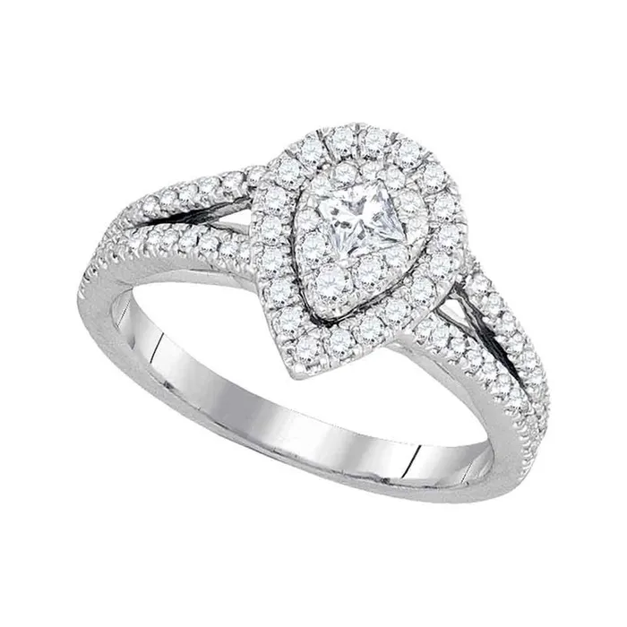 gndatlanta Rings 14k White Gold Princess Diamond Pear Cluster Bridal Engagement Ring 34 Cttw gndatlanta Rings 14k White Gold Princess Diamond Pear Cluster Bridal Engagement Ring 34 Cttw