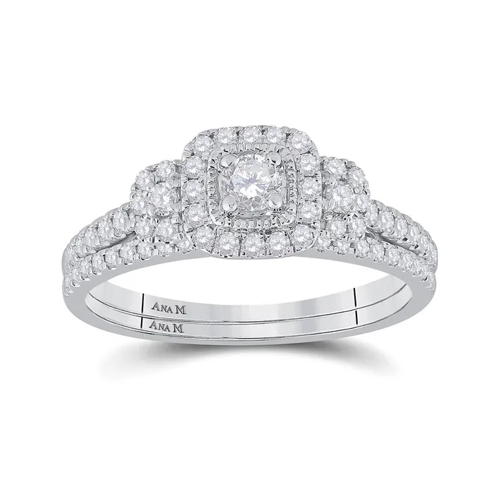 gndatlanta Rings 14k White Gold Round Diamond Bridal Wedding Ring Set 12 Cttw