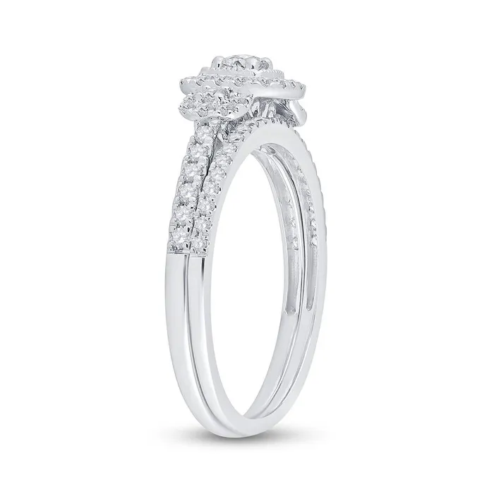 gndatlanta Rings 14k White Gold Round Diamond Bridal Wedding Ring Set 12 Cttw