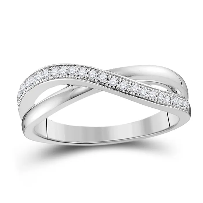 gndatlanta Rings 14k White Gold Round Diamond Crossover Band Ring 18 Cttw gndatlanta Rings 14k White Gold Round Diamond Crossover Band Ring 18 Cttw