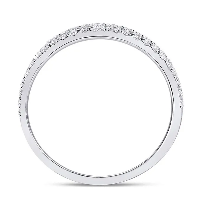 gndatlanta Rings 14k White Gold Round Diamond Double Row Comfort Wedding Band 14 Cttw