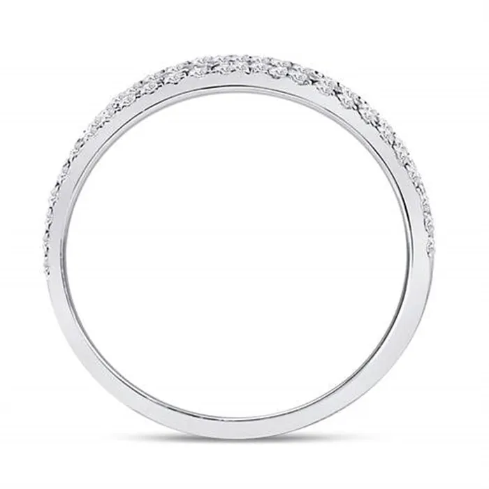 gndatlanta Rings 14k White Gold Round Diamond Double Row Comfort Wedding Band 14 Cttw