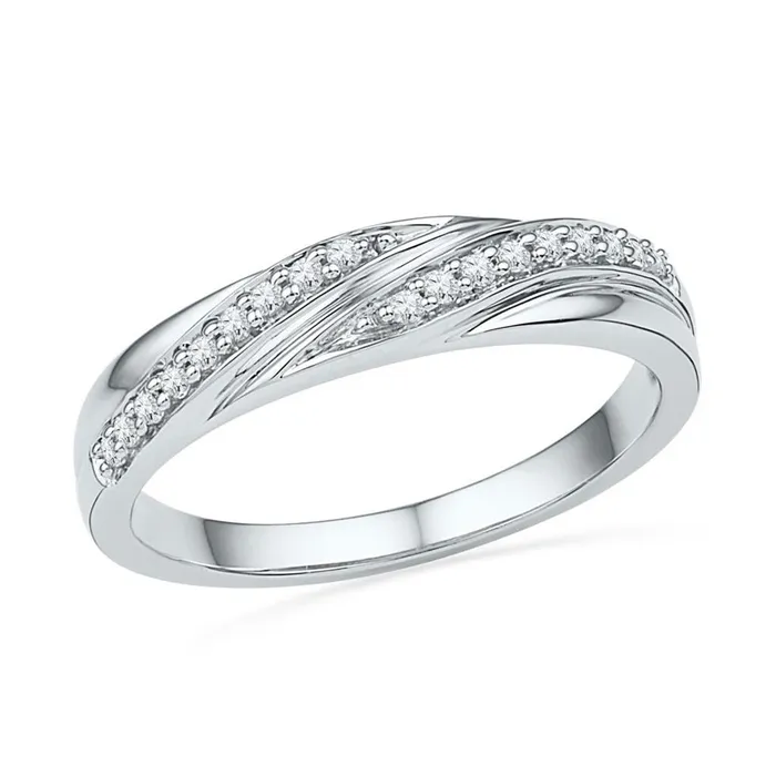gndatlanta Rings 14k White Gold Round Diamond Simple Band Ring 110 Cttw