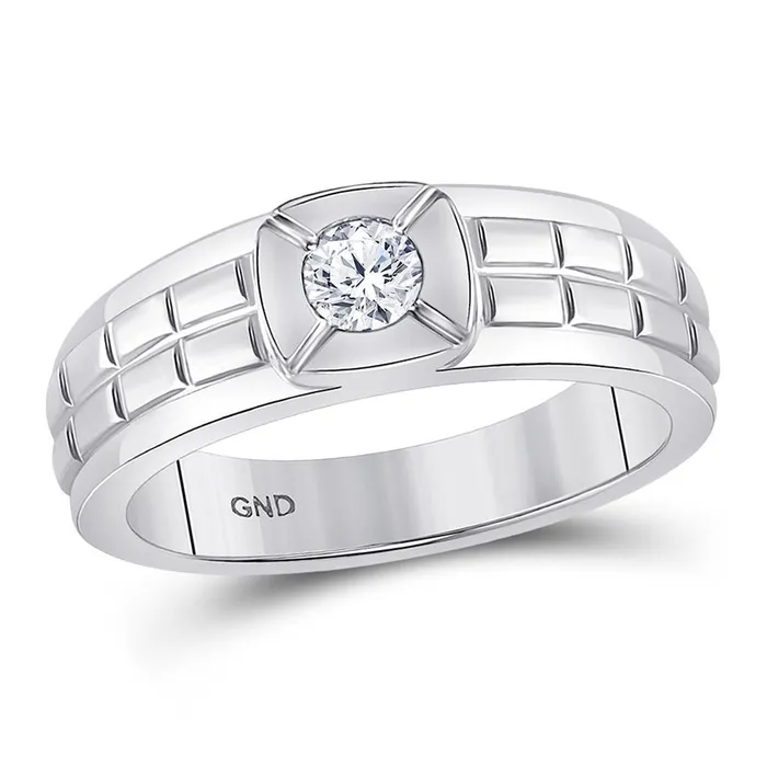 gndatlanta Rings 14k White Gold Round Diamond Solitaire Grid Ring 12 Cttw Certified gndatlanta Rings 14k White Gold Round Diamond Solitaire Grid Ring 12 Cttw Certified