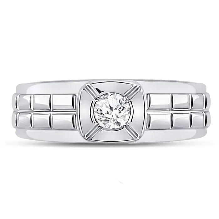 gndatlanta Rings 14k White Gold Round Diamond Solitaire Grid Ring 12 Cttw Certified