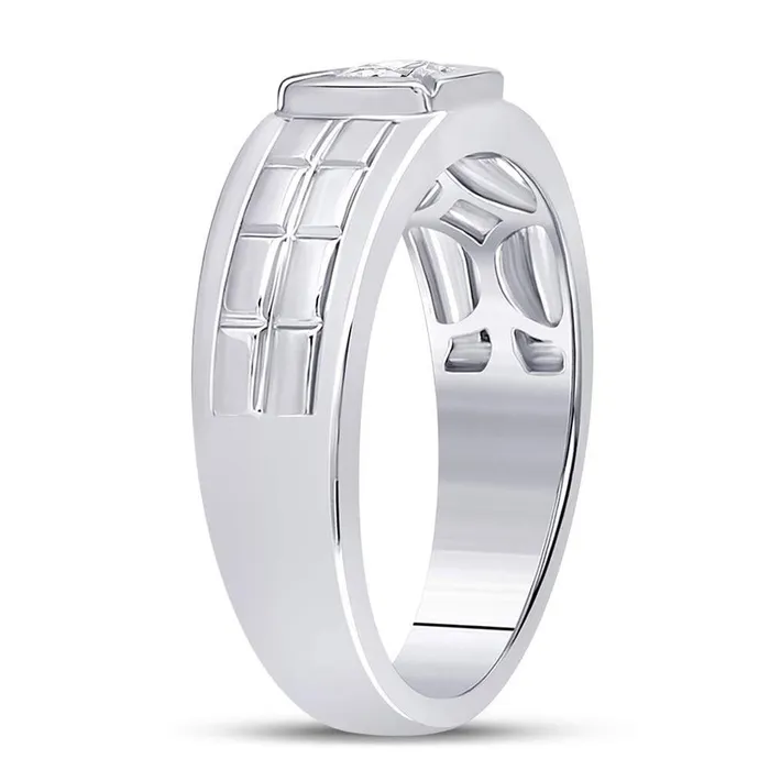 gndatlanta Rings 14k White Gold Round Diamond Solitaire Grid Ring 12 Cttw Certified