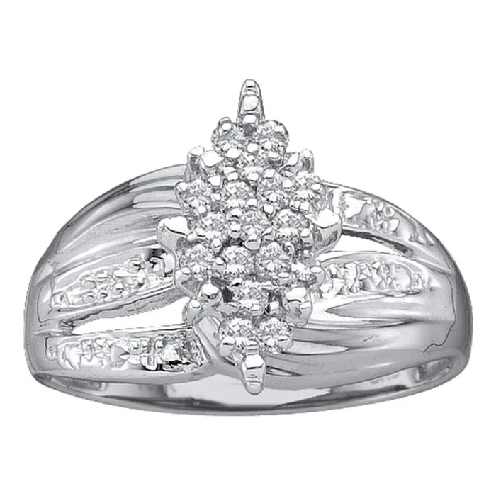 gndatlanta Rings 14k White Gold Round Prongset Diamond Oval Cluster Ring 15 Cttw