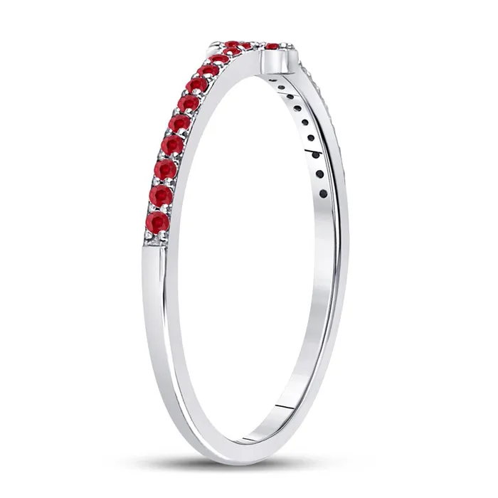 gndatlanta Rings 14k White Gold Round Ruby Cross Stackable Band Ring 16 Cttw
