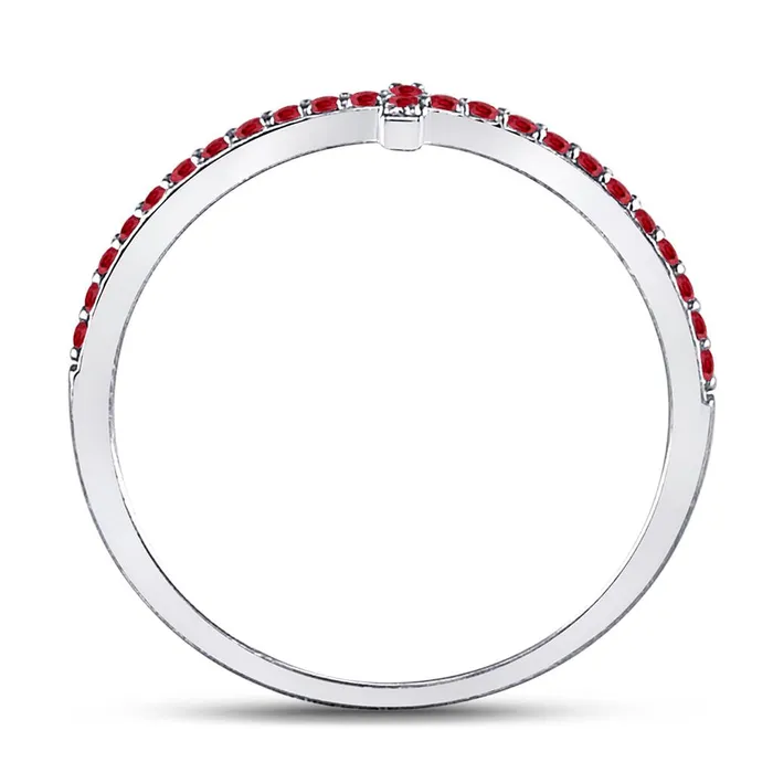 gndatlanta Rings 14k White Gold Round Ruby Cross Stackable Band Ring 16 Cttw
