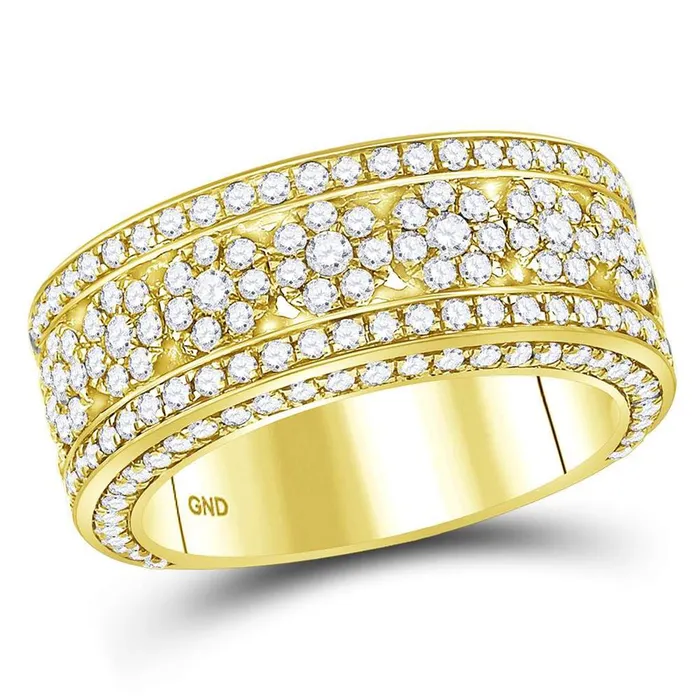 gndatlanta Rings 14k Yellow Gold Round Diamond Cluster Band Ring 258 Cttw gndatlanta Rings 14k Yellow Gold Round Diamond Cluster Band Ring 258 Cttw