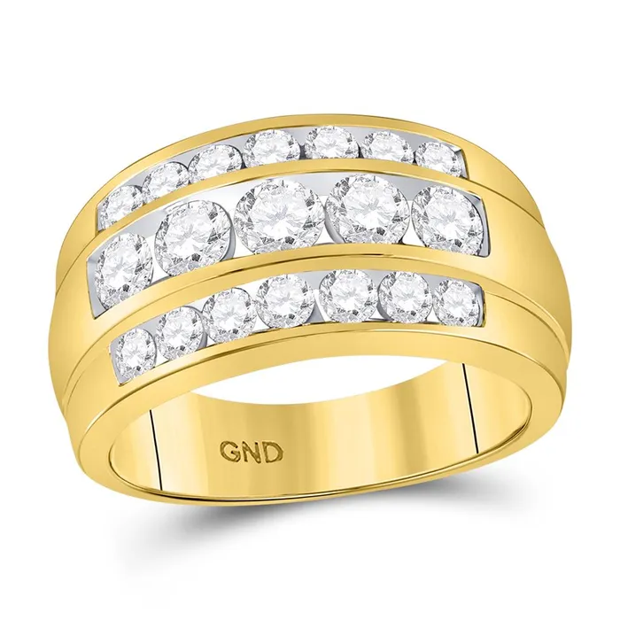 gndatlanta Rings 14k Yellow Gold Round Diamond Triple Row Band Ring 213 Cttw gndatlanta Rings 14k Yellow Gold Round Diamond Triple Row Band Ring 213 Cttw