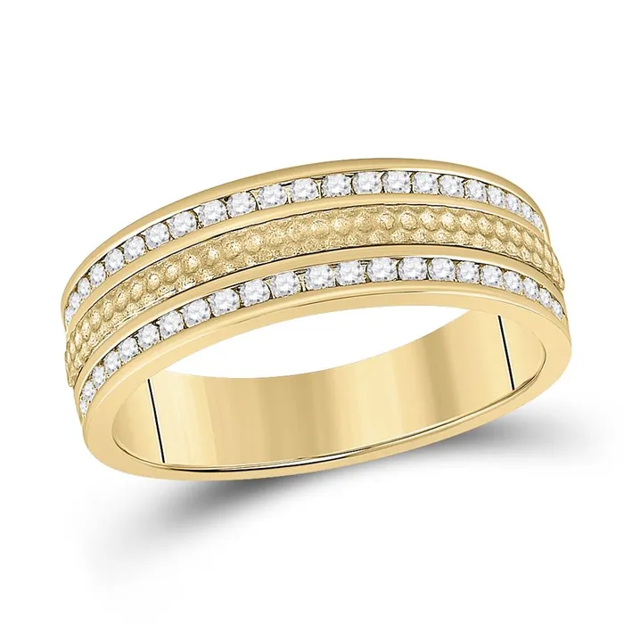 gndatlanta Rings 14k Yellow Gold Round Diamond Wedding Hammered Band Ring 12 Cttw gndatlanta Rings 14k Yellow Gold Round Diamond Wedding Hammered Band Ring 12 Cttw
