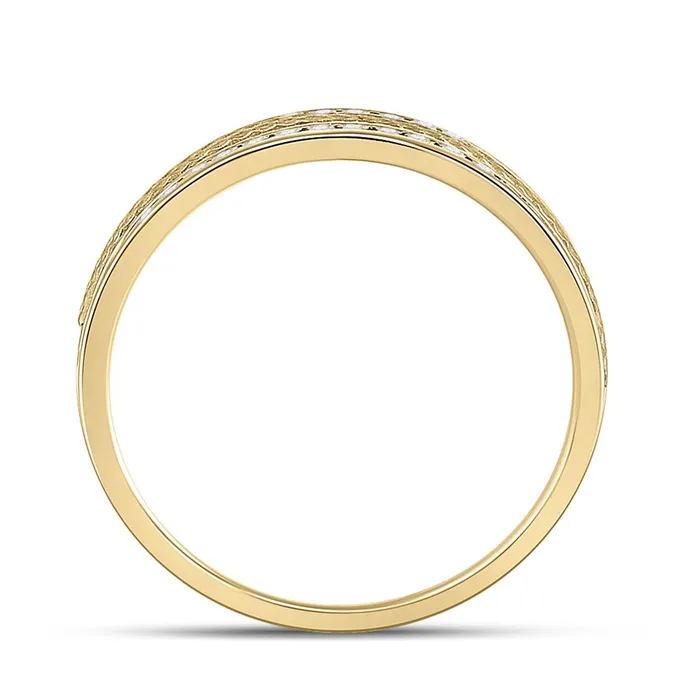 gndatlanta Rings 14k Yellow Gold Round Diamond Wedding Hammered Band Ring 12 Cttw