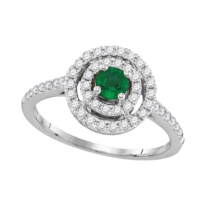 gndatlanta Rings 18k White Gold Round Emerald Solitaire Concentric Circle Frame Ring 58 Cttw gndatlanta Rings 18k White Gold Round Emerald Solitaire Concentric Circle Frame Ring 58 Cttw