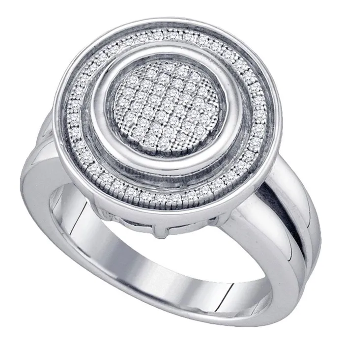gndatlanta Rings Sterling Silver Round Diamond Circle Cluster Ring 14 Cttw gndatlanta Rings Sterling Silver Round Diamond Circle Cluster Ring 14 Cttw