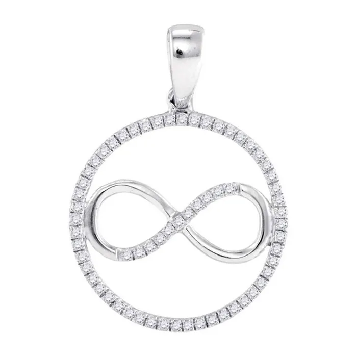 gndatlanta Sterling Silver Round Diamond Infinity Circle Pendant 14 Cttw Necklaces gndatlanta Sterling Silver Round Diamond Infinity Circle Pendant 14 Cttw Necklaces