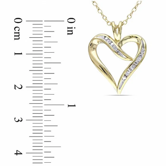 Goldia 005 CT TW Natural Diamond HeartShaped Ribbon Pendant in Sterling Silver with Yellow Rhodium Necklaces Goldia 005 CT TW Natural Diamond HeartShaped Ribbon Pendant in Sterling Silver with Yellow Rhodium Necklaces