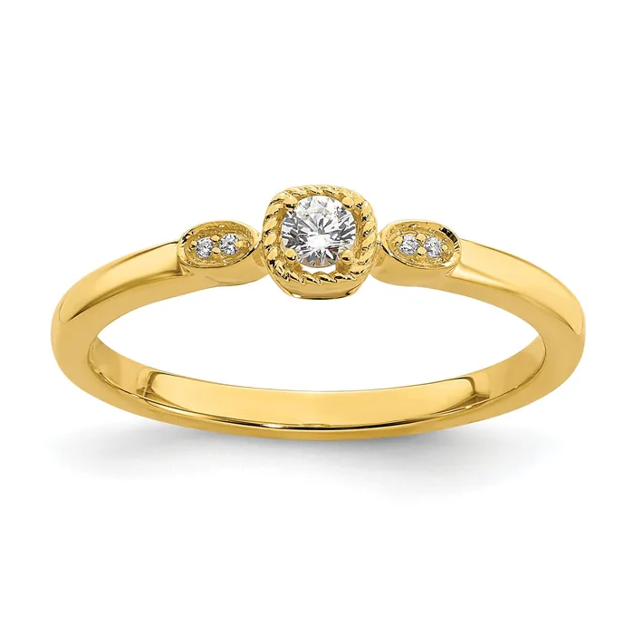 Goldia 010ct CZ Solid Real 14k Polish Petite Rope Edge Round Complete Dia Ring Rings Goldia 010ct CZ Solid Real 14k Polish Petite Rope Edge Round Complete Dia Ring Rings