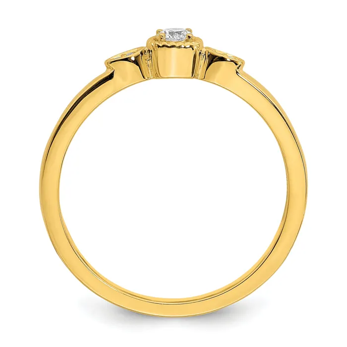 Goldia 010ct CZ Solid Real 14k Polish Petite Rope Edge Round Complete Dia Ring Rings