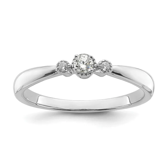 Goldia 010ct CZ Solid Real 14k White Polish Petite Beaded Edge Round Complete Dia Ring Rings Goldia 010ct CZ Solid Real 14k White Polish Petite Beaded Edge Round Complete Dia Ring Rings
