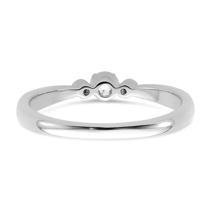 Goldia 010ct CZ Solid Real 14k White Polish Petite Beaded Edge Round Complete Dia Ring Rings