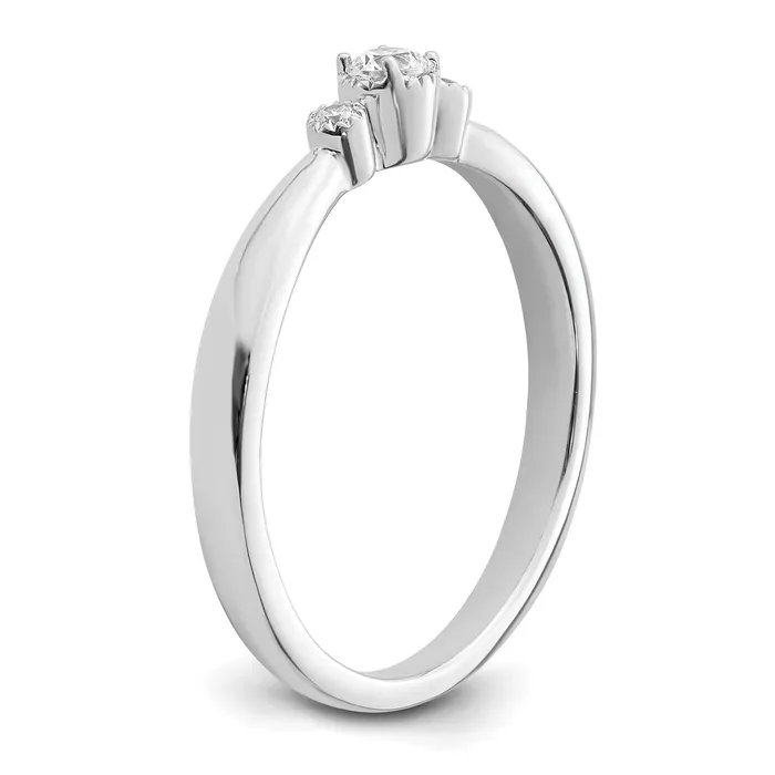 Goldia 010ct CZ Solid Real 14k White Polish Petite Beaded Edge Round Complete Dia Ring Rings