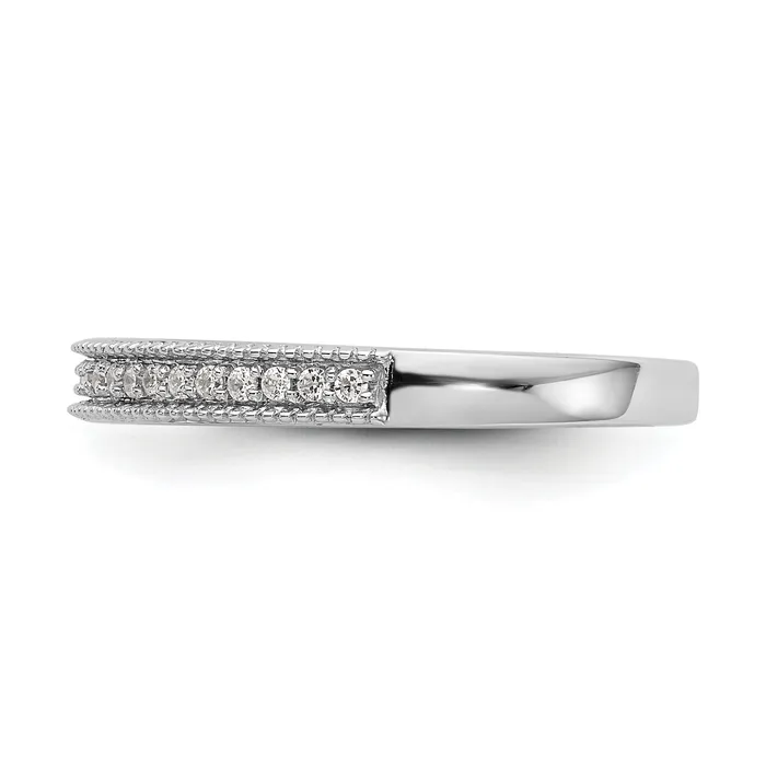 Goldia 012ct CZ Solid Real 14k White Gold Wedding Wedding Band Ring Rings