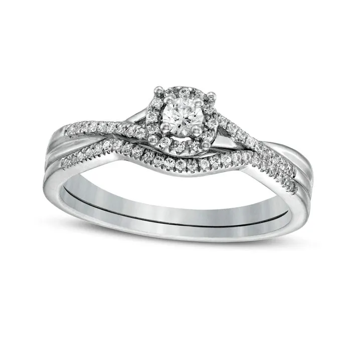 Goldia 025 CT TW Natural Diamond Frame Twist Shank Bridal Engagement Ring Set in Sterling Silver Rings Goldia 025 CT TW Natural Diamond Frame Twist Shank Bridal Engagement Ring Set in Sterling Silver Rings