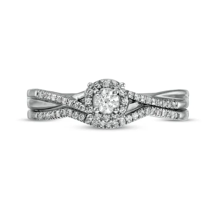 Goldia 025 CT TW Natural Diamond Frame Twist Shank Bridal Engagement Ring Set in Sterling Silver Rings Goldia 025 CT TW Natural Diamond Frame Twist Shank Bridal Engagement Ring Set in Sterling Silver Rings
