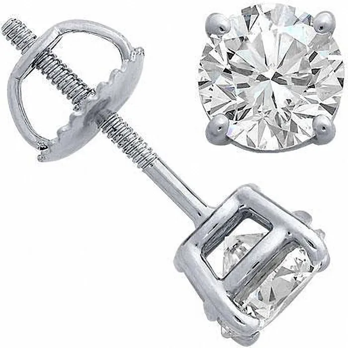 Goldia 05 CT TW Certified Diamond Solitaire Stud Earrings in 14K White Gold ISI2 Earrings Goldia 05 CT TW Certified Diamond Solitaire Stud Earrings in 14K White Gold ISI2 Earrings