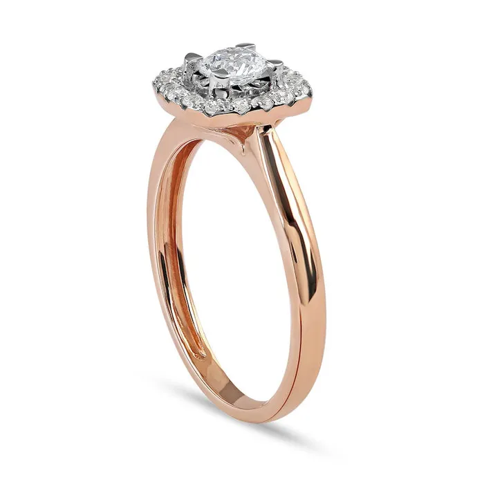Goldia 050 CT TW Natural Diamond Cushion Frame Engagement Ring in Solid 10K Rose Gold JI3 Rings Goldia 050 CT TW Natural Diamond Cushion Frame Engagement Ring in Solid 10K Rose Gold JI3 Rings