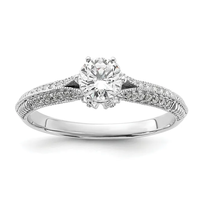 Goldia 050ct CZ Solid Real 14K White Gold Engagement Ring Rings