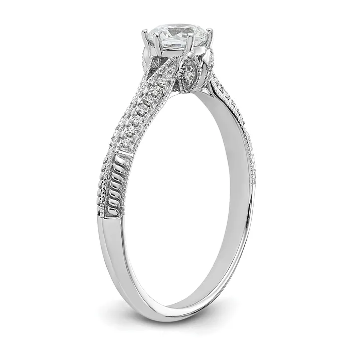 Goldia 050ct CZ Solid Real 14K White Gold Engagement Ring Rings